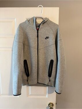 NWT Nike Tech Gray Hooded Full-Zip Jacket with Black Accents